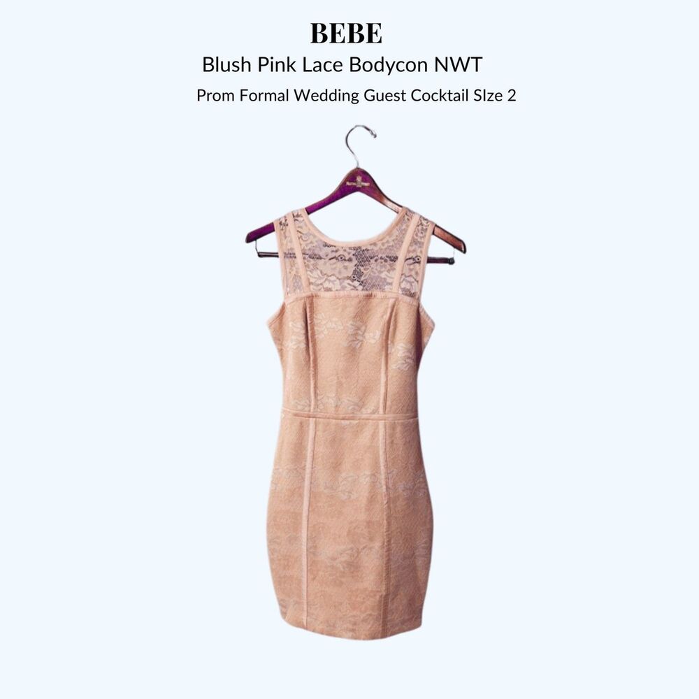 bebe Blush Pink Lace Bodycon Dress NWT Size 2